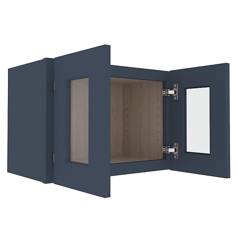 Imperial Midnight Blue Shaker Wall Cabinet with 2 Glass Doors