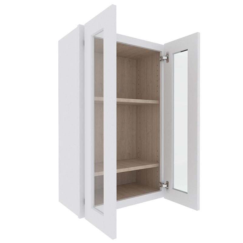 Opulent White Shaker Wall Cabinet with 2 Glass Doors