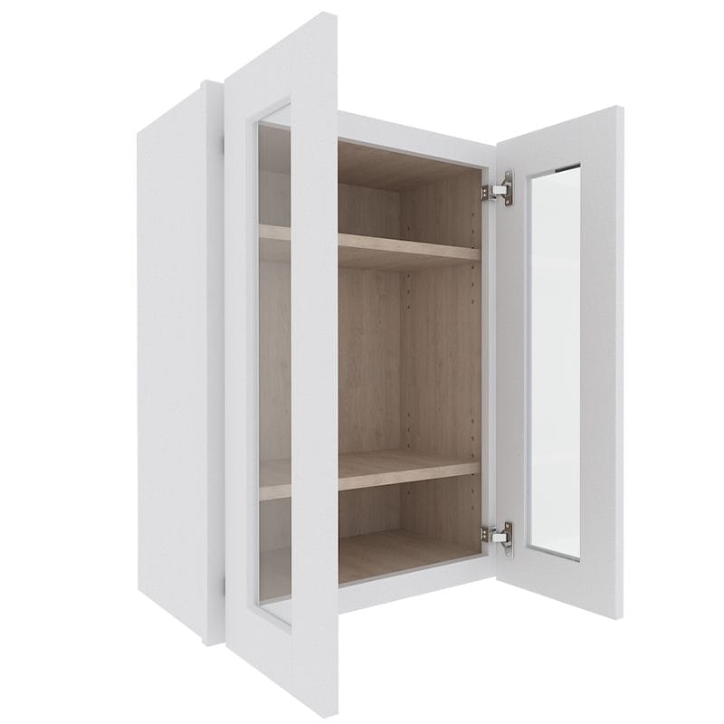 Opulent White Shaker Wall Cabinet with 2 Glass Doors