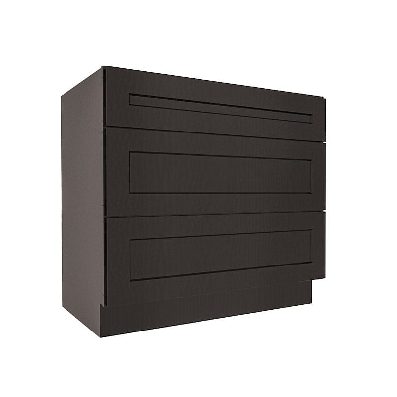 Refined Modern Slate Shaker Base Cabinet with 3 Drawers