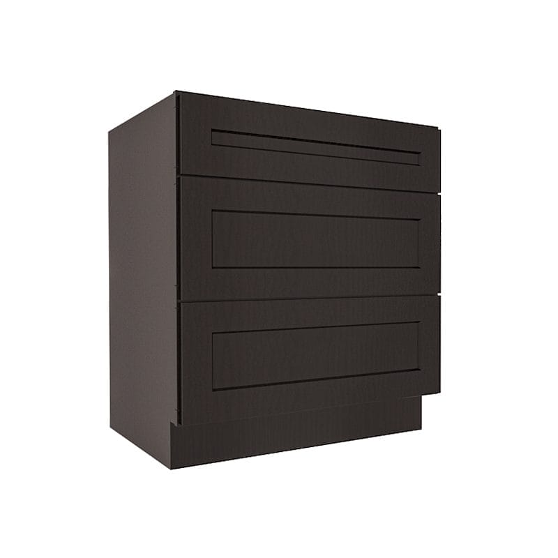 Refined Modern Slate Shaker Base Cabinet with 3 Drawers