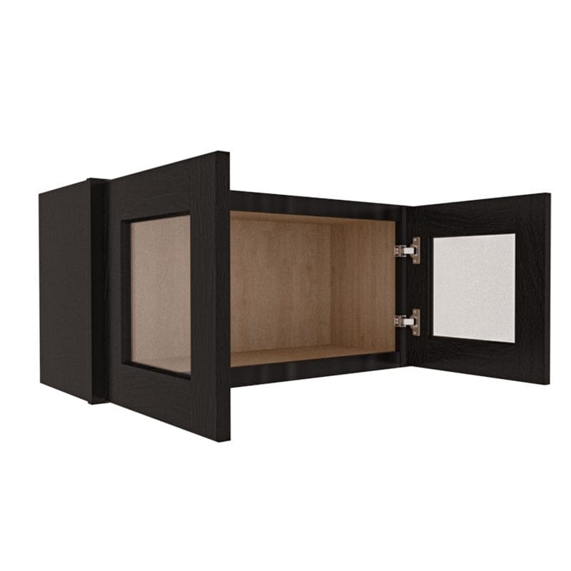 Refined Modern Slate Shaker Wall Cabinet with 2 Glass Doors