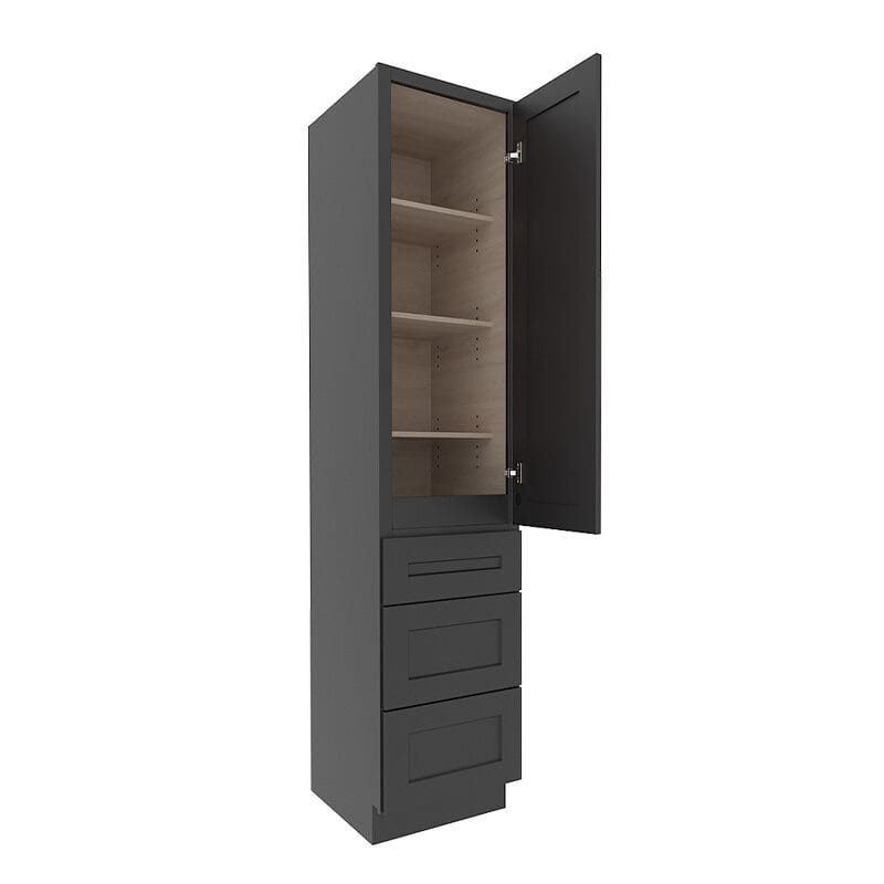 sovereign onyx black shaker vanity linen cabinet