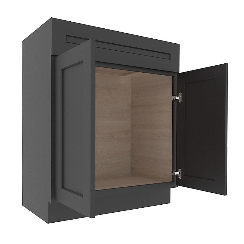 sovereign onyx black shaker vanity sink base cabinet with  doors