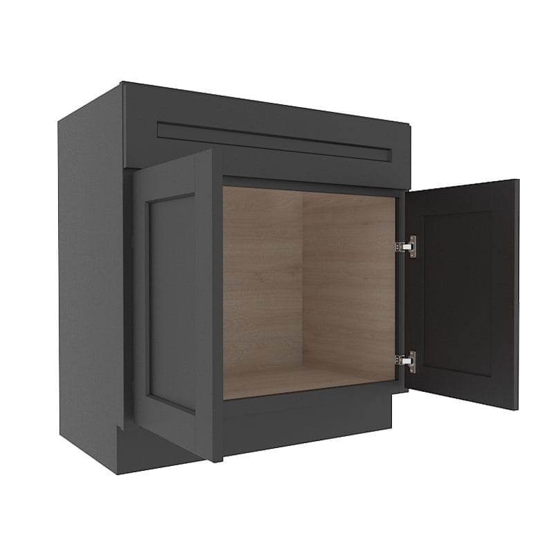 sovereign onyx black shaker vanity sink base cabinet with  doors