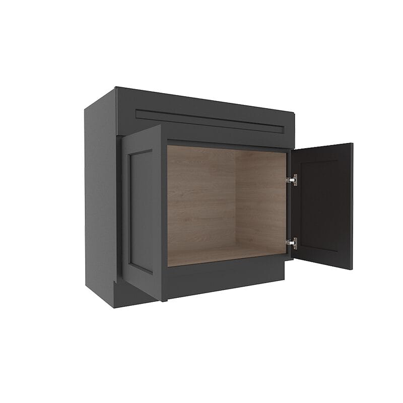 sovereign onyx black shaker vanity sink base cabinet with  doors