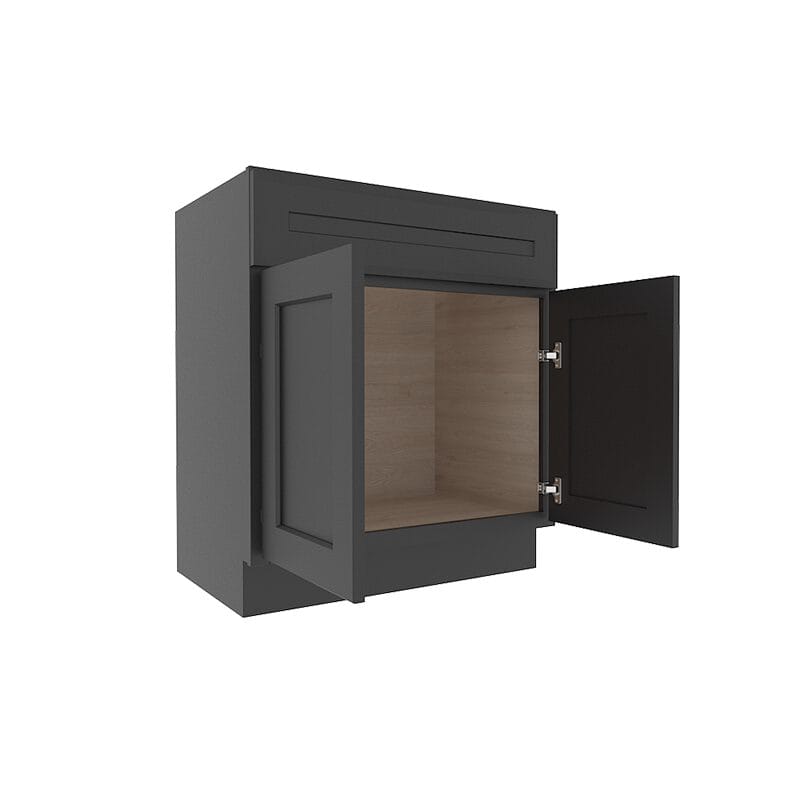 sovereign onyx black shaker vanity sink base cabinet with  doors