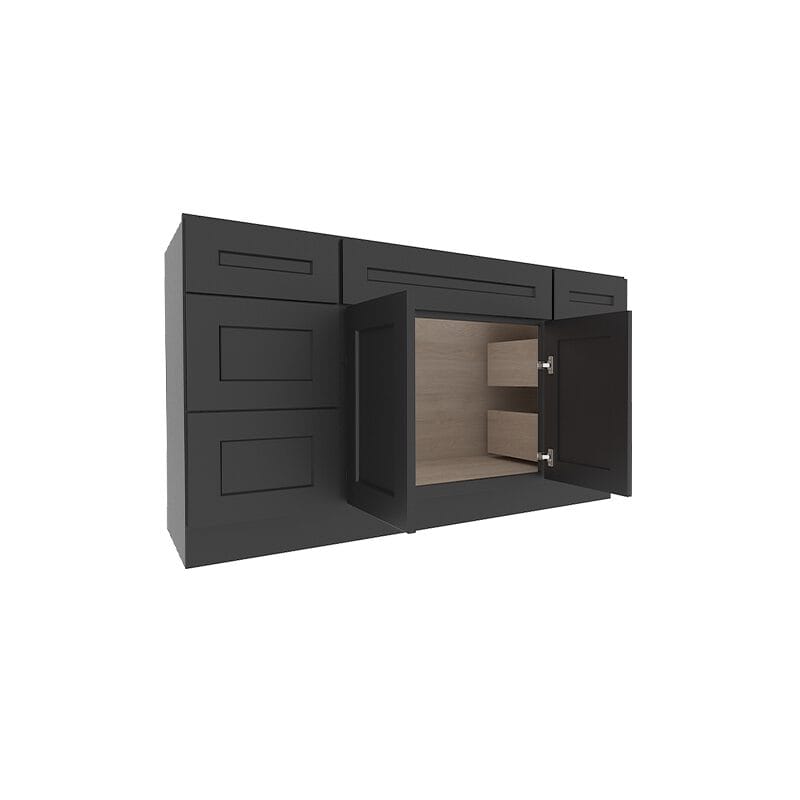 sovereign onyx black shaker vanity sink base combo cabinet with  drawers