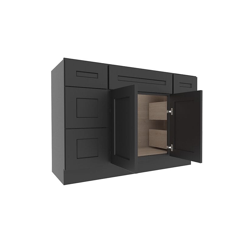 sovereign onyx black shaker vanity sink base combo cabinet with  drawers
