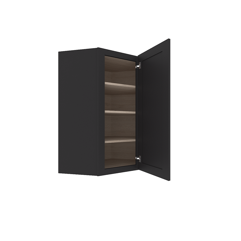 sovereign onyx black shaker wall diagonal corner cabinet