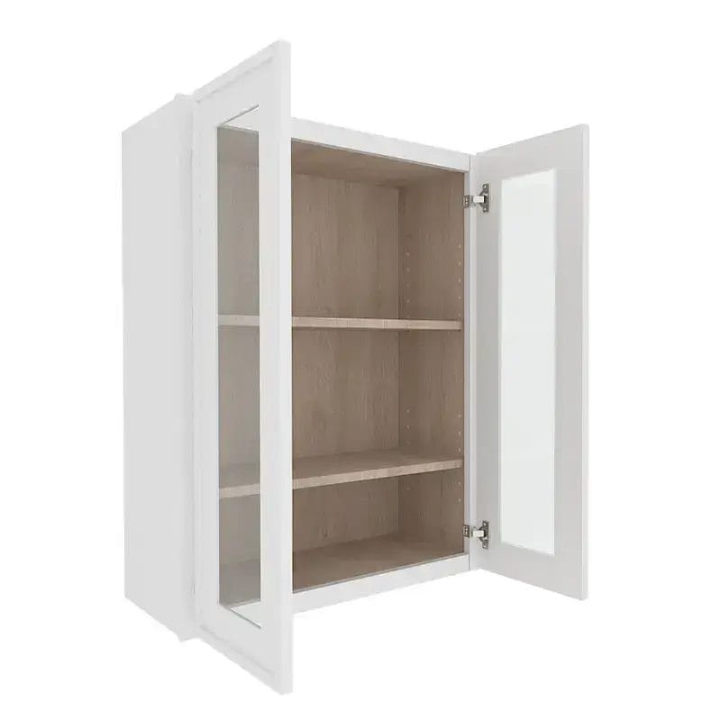 Ethereal White Micro Shaker Wall Cabinet with 2 Glass Doors