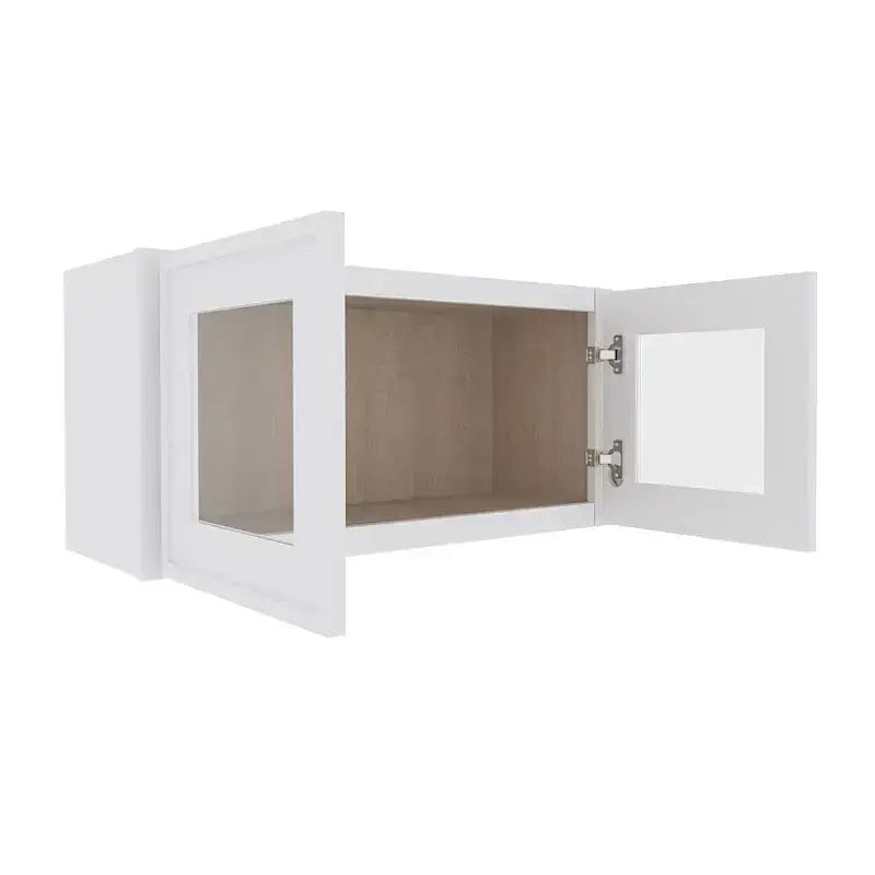 Ethereal White Micro Shaker Wall Cabinet with 2 Glass Doors