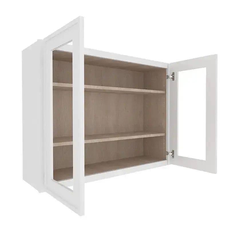 Ethereal White Micro Shaker Wall Cabinet with 2 Glass Doors