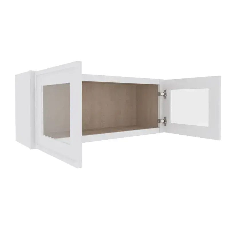 Ethereal White Micro Shaker Wall Cabinet with 2 Glass Doors
