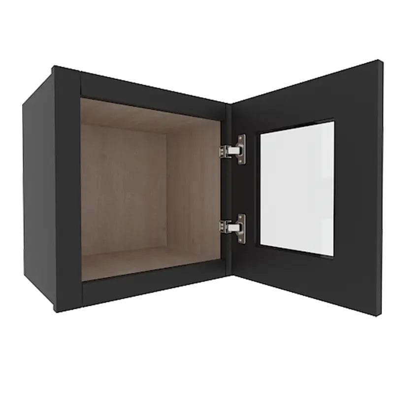 Sovereign Onyx Black Shaker Wall Cabinet with 1 Glass Door