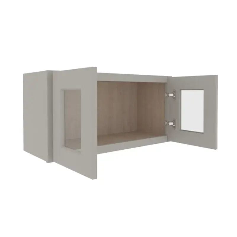 Prestigious Grey Shaker Wall Cabinet with 2 Glass Doors