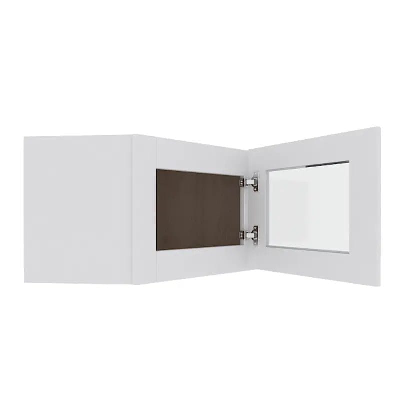Opulent White Shaker Wall Diagonal Corner with 1 Glass Door