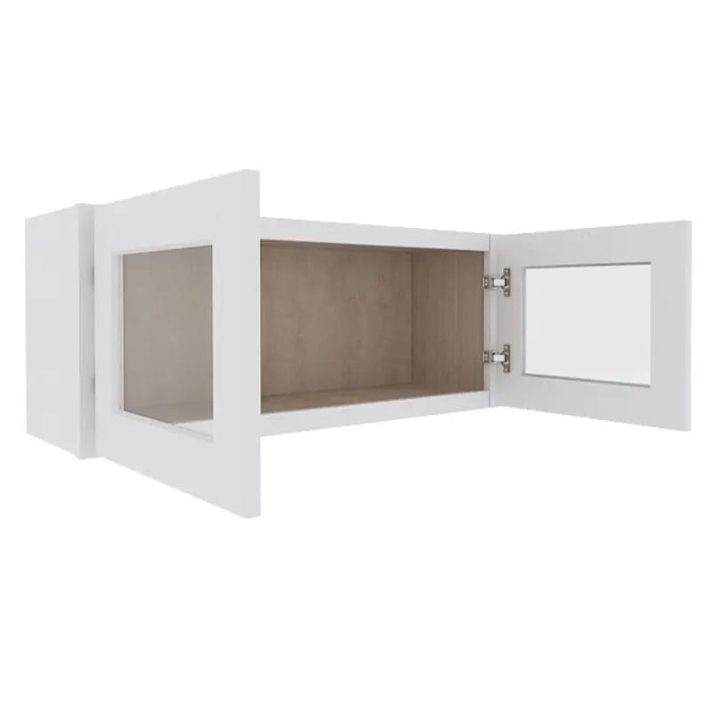 Opulent White Shaker Wall Cabinet with 2 Glass Doors