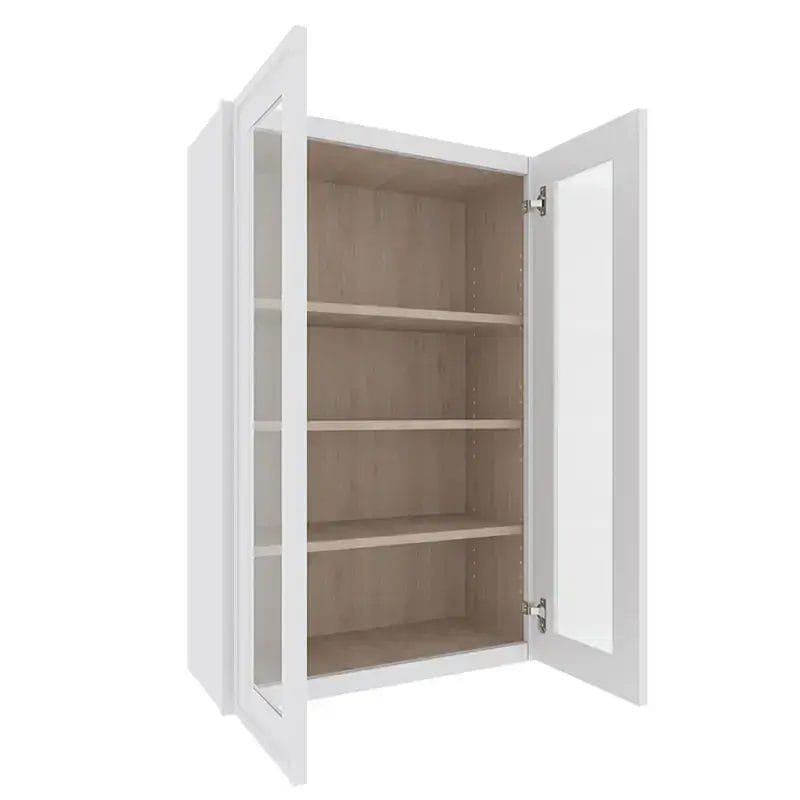 Ethereal White Micro Shaker Wall Cabinet with 2 Glass Doors