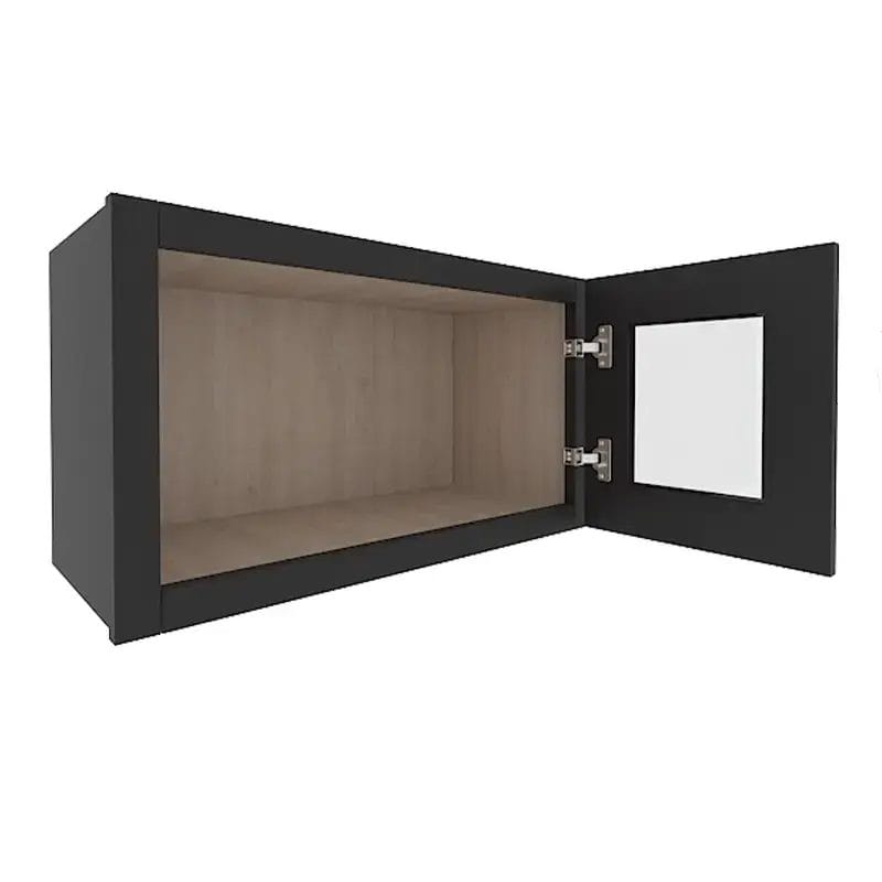 Sovereign Onyx Black Shaker Wall Cabinet with 2 Glass Doors
