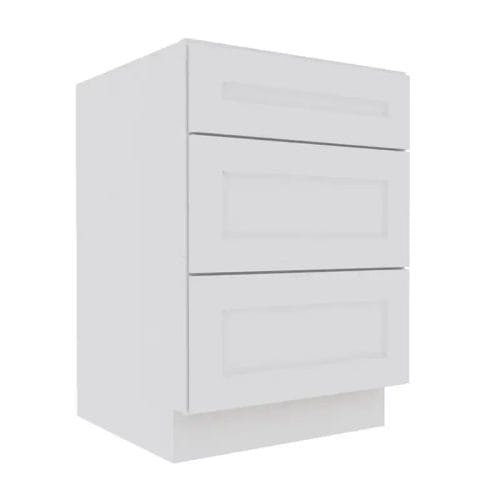 Opulent White Shaker Base Cabinet with 3 Drawers
