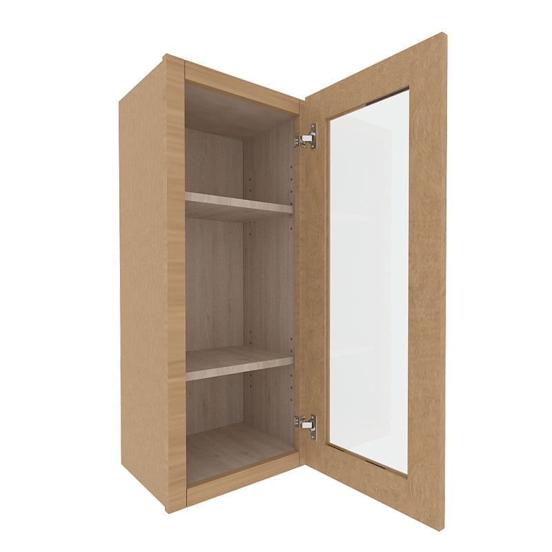 Noble Honey Wheat Shaker Wall Cabinet with 1 Glass Door