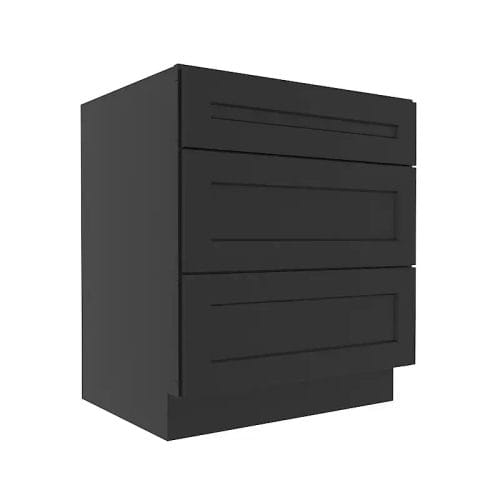 Sovereign Onyx Black Shaker Base Cabinet with 3 Drawers