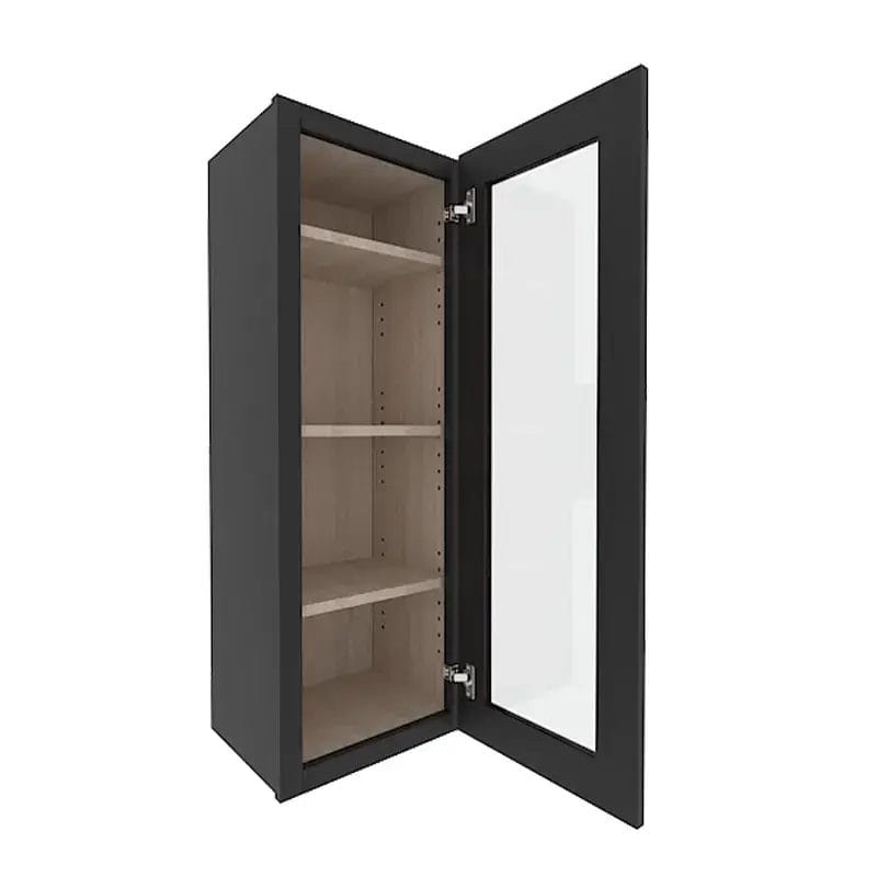 Sovereign Onyx Black Shaker Wall Cabinet with 1 Glass Door