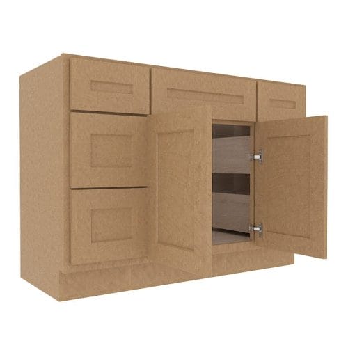 Noble Honey Wheat Shaker Vanity Sink Base Combo Cabinet with 6 Drawers