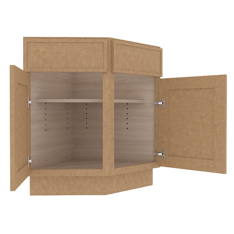 Noble Honey Wheat Shaker Base End Corner Cabinet