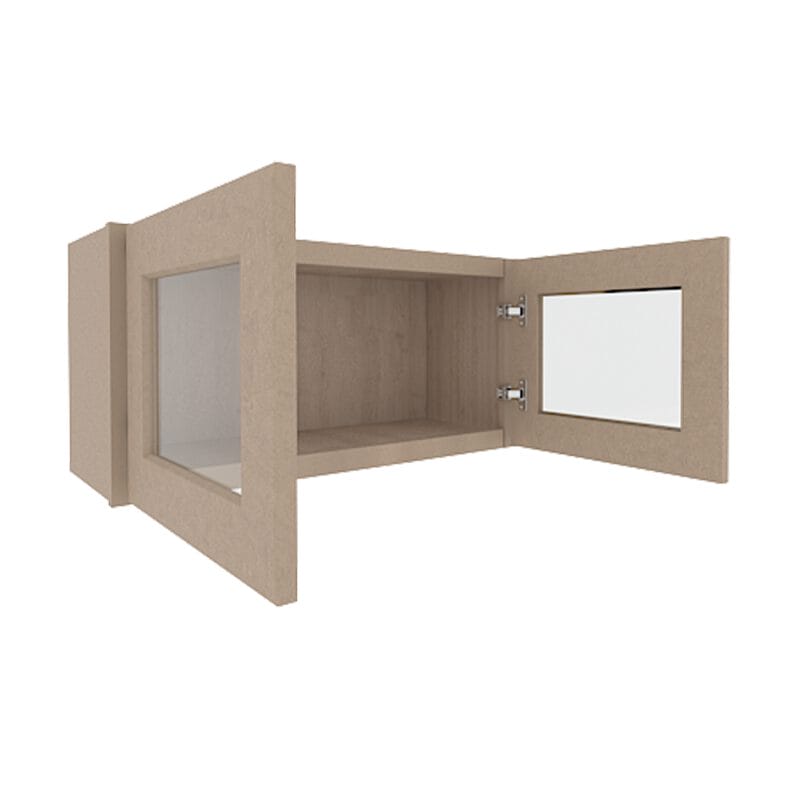 Noble Honey Wheat Shaker Wall Cabinet with 2 Glass Doors