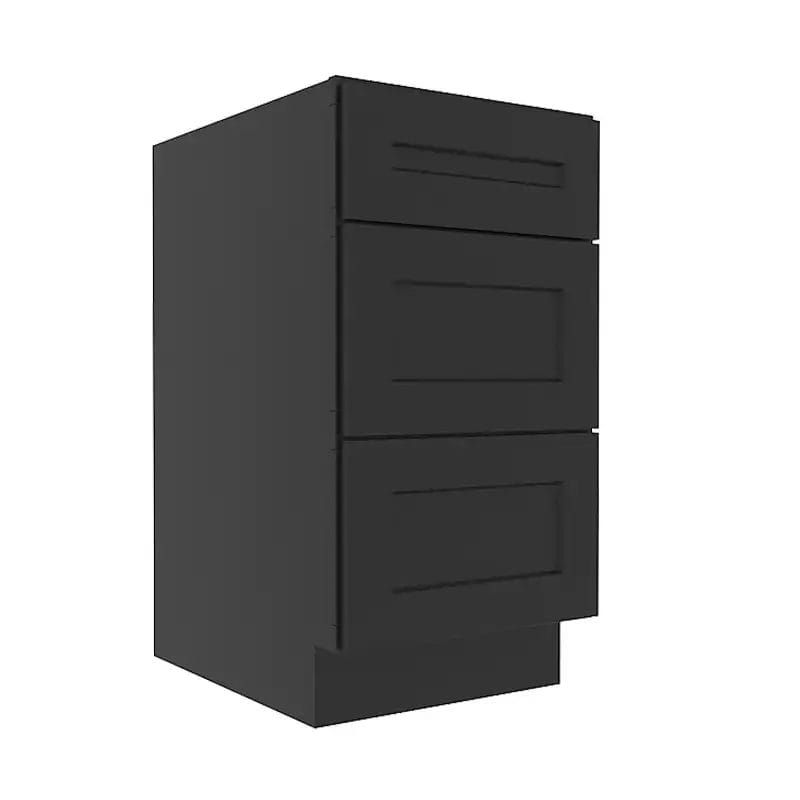 Sovereign Onyx Black Shaker Base Cabinet with 3 Drawers