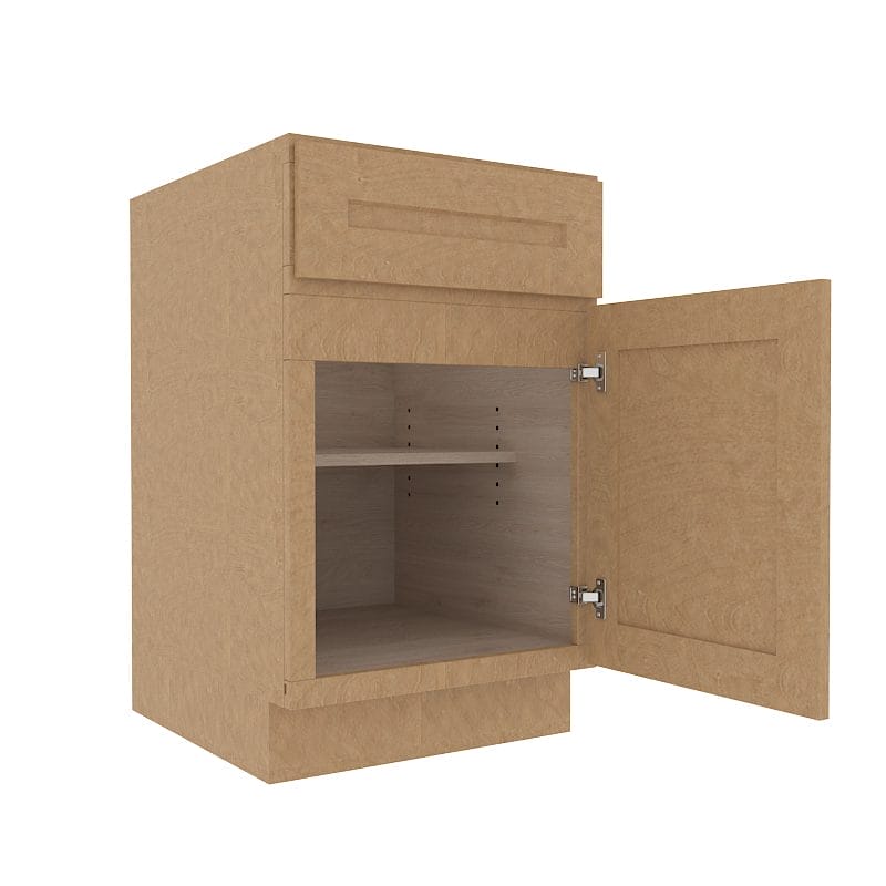 Noble Honey Wheat Shaker Base Cabinet with 1 Door