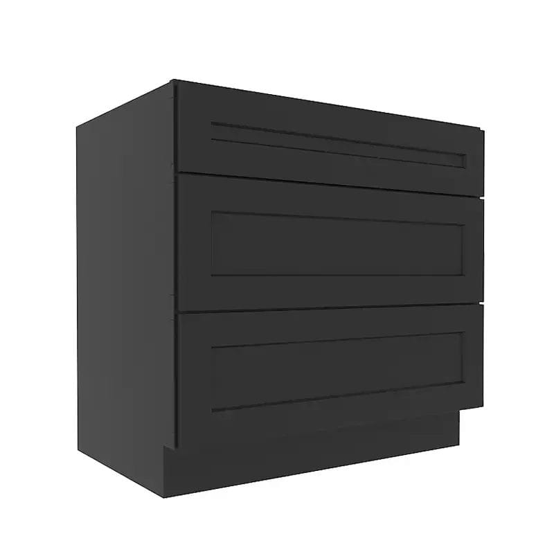 Sovereign Onyx Black Shaker Base Cabinet with 3 Drawers