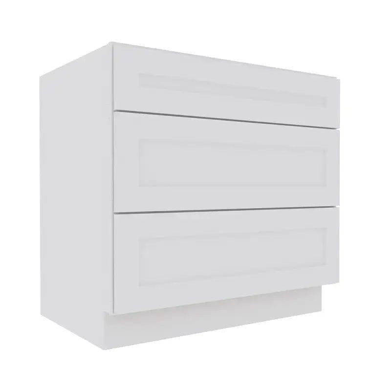Opulent White Shaker Base Cabinet with 3 Drawers