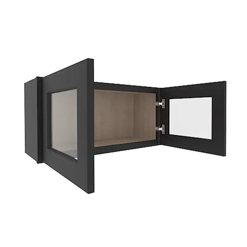 Sovereign Onyx Black Shaker Wall Cabinet with 2 Glass Doors