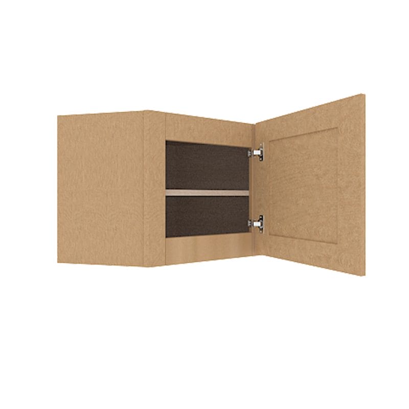 Noble Honey Wheat Shaker Wall Diagonal Corner with 1 Glass Door