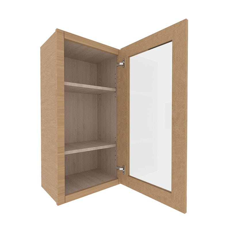 Noble Honey Wheat Shaker Wall Cabinet with 1 Glass Door