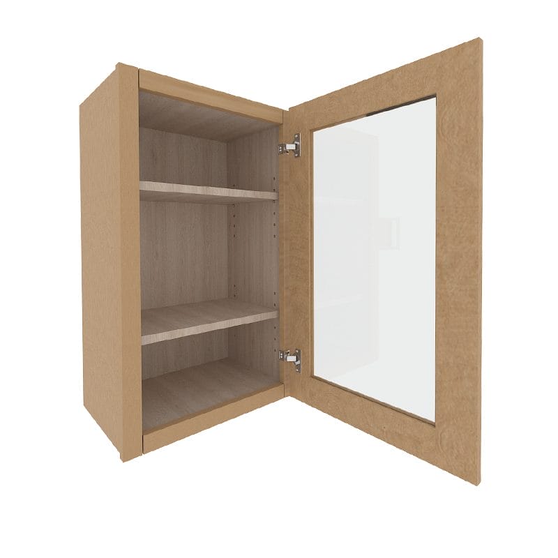 Noble Honey Wheat Shaker Wall Cabinet with 1 Glass Door