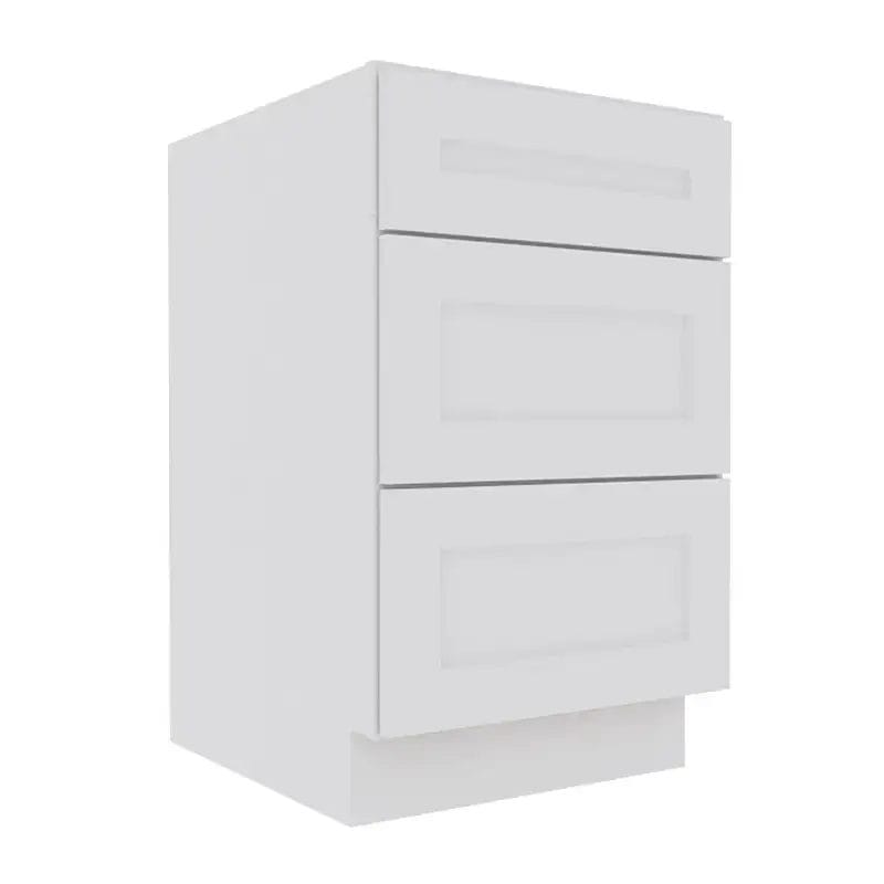 Opulent White Shaker Base Cabinet with 3 Drawers