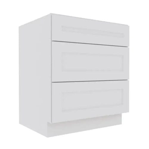Opulent White Shaker Base Cabinet with 3 Drawers