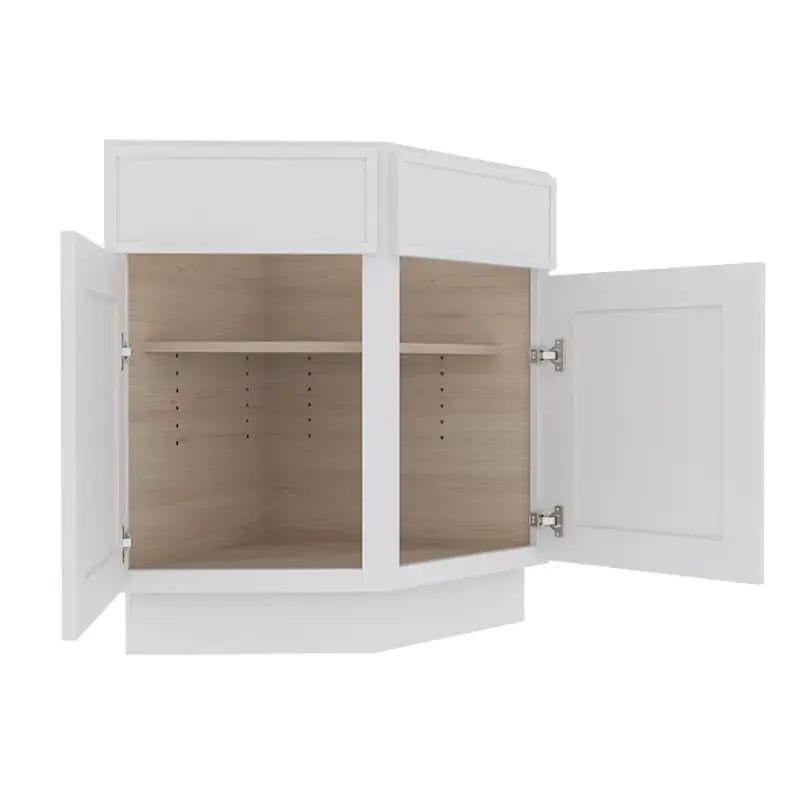 Opulent White Shaker Base End Corner Cabinet