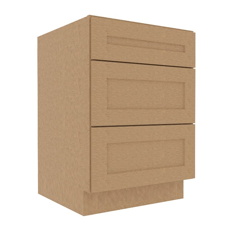 Noble Honey Wheat Shaker Base Cabinet with 3 Drawers