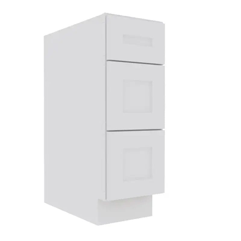 Opulent White Shaker Base Cabinet with 3 Drawers