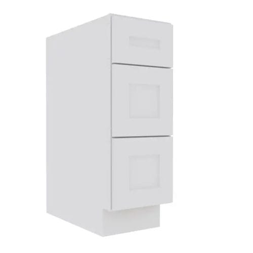 Opulent White Shaker Base Cabinet with 3 Drawers