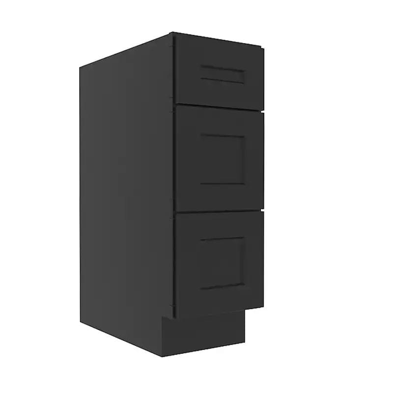 Sovereign Onyx Black Shaker Base Cabinet with 3 Drawers