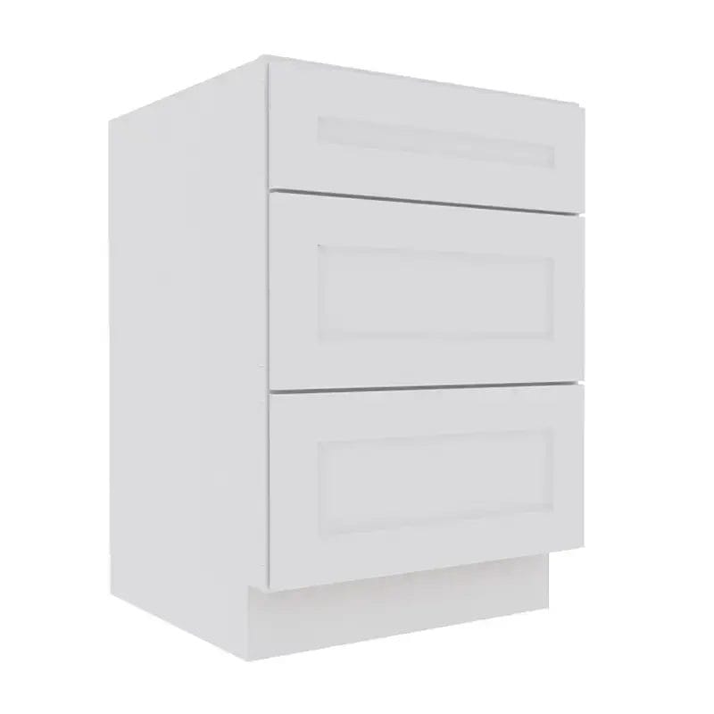 Opulent White Shaker Base Cabinet with 3 Drawers