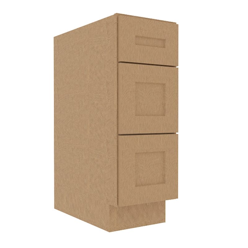 Noble Honey Wheat Shaker Base Cabinet with 3 Drawers