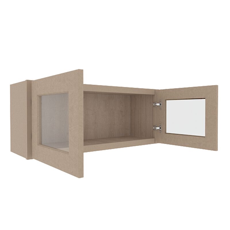 Noble Honey Wheat Shaker Wall Cabinet with 2 Glass Doors