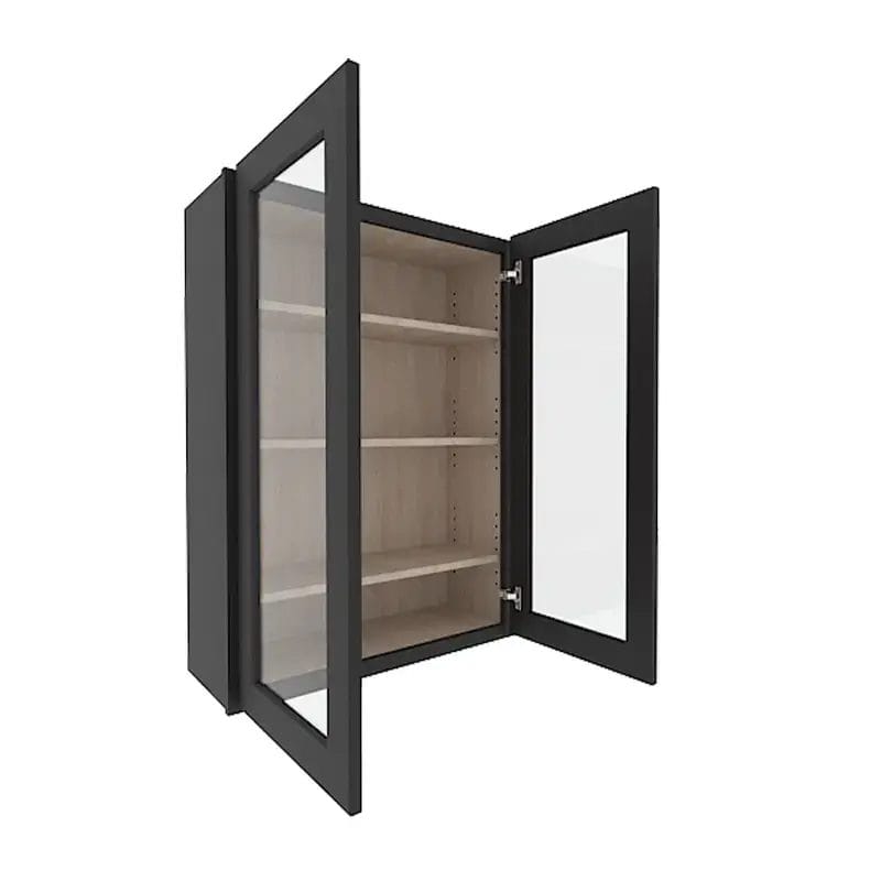 Sovereign Onyx Black Shaker Wall Cabinet with 2 Glass Doors